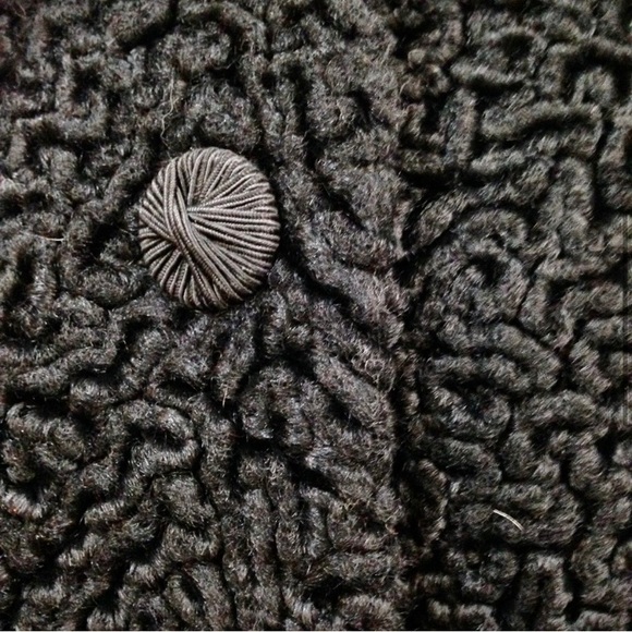 Vintage, Genuine Miracurl, Black Persian Lamb with Gray Collar Dress Coat  (L) - Picture 7 of 12